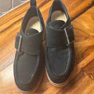 Clarks women’s Black Suede Loafers